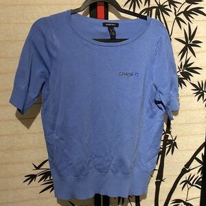 Chase Bank blue button sleeve top